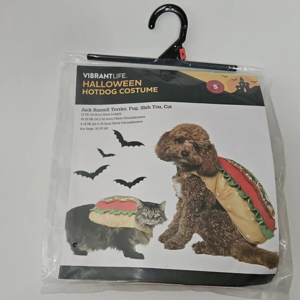 NEW Hot Dog Costume 1pc Pet Size Small Dog Cat (10-20 lb) Halloween Vibrant Life